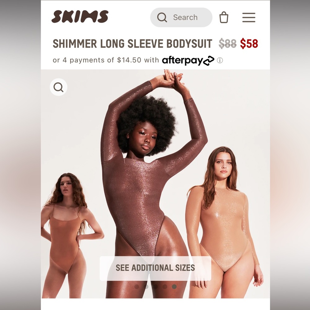 SKIMS SHIMMER LONG SLEEVE BODYSUIT